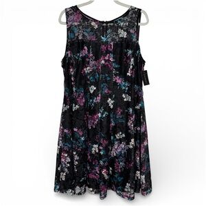 Lane Bryant Floral Black Lace Sleeveless Fit & Flare Dress Size 14/16 Whimsigoth